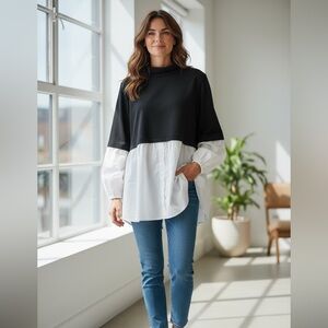 Black‎ and white mock turtleneck